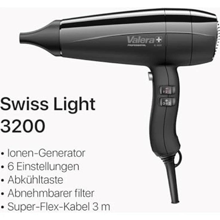 Valera Professioneller Haartrockner Swiss Light 3200, leicht und ergonomisch, 1600 Watt – Bild 2