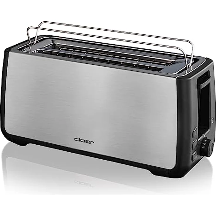 Cloer 3579 King-Size Toaster für 4 XXL Scheiben-Check-Funktion-Edelstahlgehäuse - 1500 Watt-schwarz Kunststoff – Bild 2