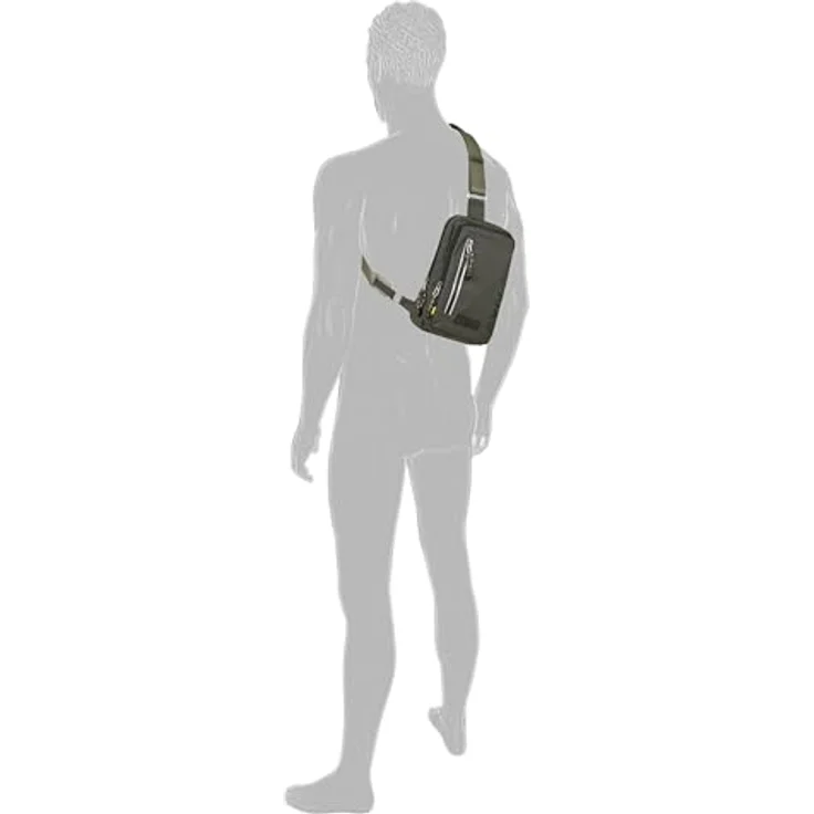 camel active Explore Herren Handytasche Umhängetasche Mittelgroß Grün, nachhaltiges recyceltes Nylon, reflektierende Reißverschlüsse – Bild 3