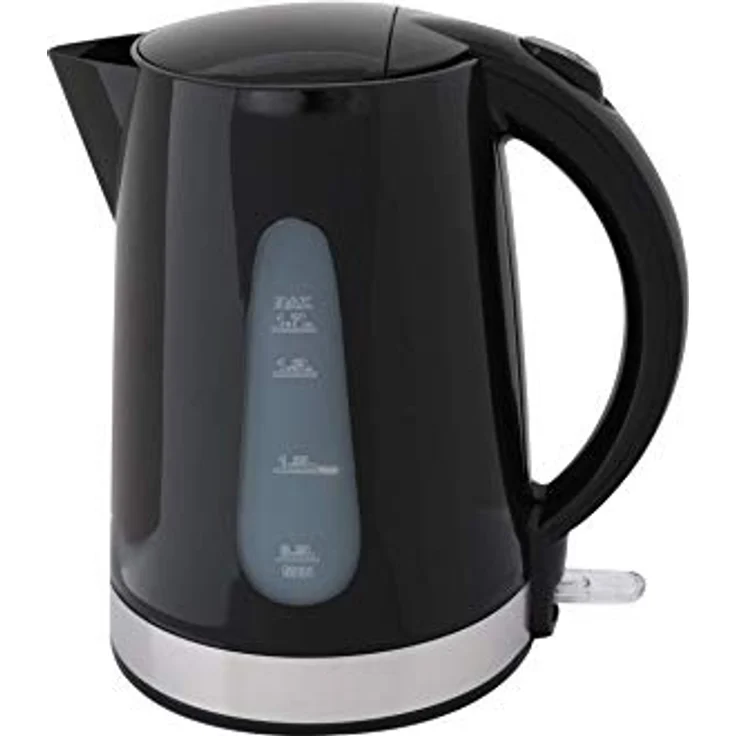 DESKI Wasserkocher Teekocher schnurlos Wasserzubereiter, 1,7 l, 1850 W, Sicherheitsklappdeckel mit Einhandbedienung, Edelstahl schwarz – Bild 3
