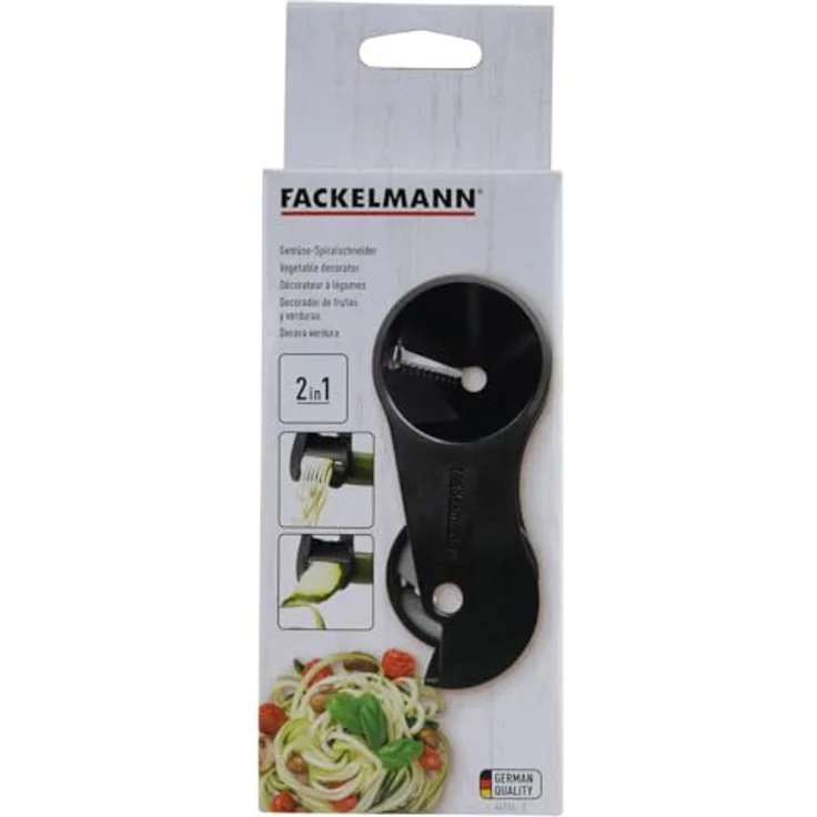 FACKELMANN Spiral--Julienneschneider Duo, Zoodle-Schneider zur dekorativen Zubereitung von Gemüse, japanischer Gemüsehobel (Farbe: Schwarz), Menge: 1 Stück – Bild 6