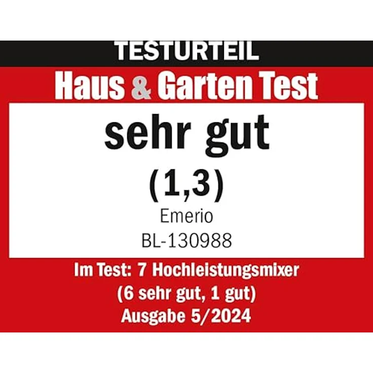 Emerio Standmixer mit 1.5L Glasbehälter | BPA frei | Crush Ice Funktion | 2 Geschwindigkeiten + Pulse Funktion | 4 Messer aus Edelstahl | 2 Sicherheitsschalter in Krug & Deckel | 500W | BL-130988 – Bild 2