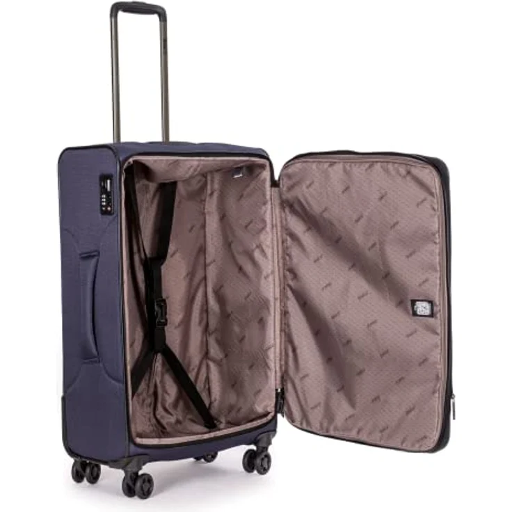 Stratic Bendigo Light + Koffer Weichschale Reisekoffer Trolley Rollkoffer mittelgroß, TSA Kofferschloss, 4 Rollen, Erweiterbar, Größe M, Navy – Bild 5