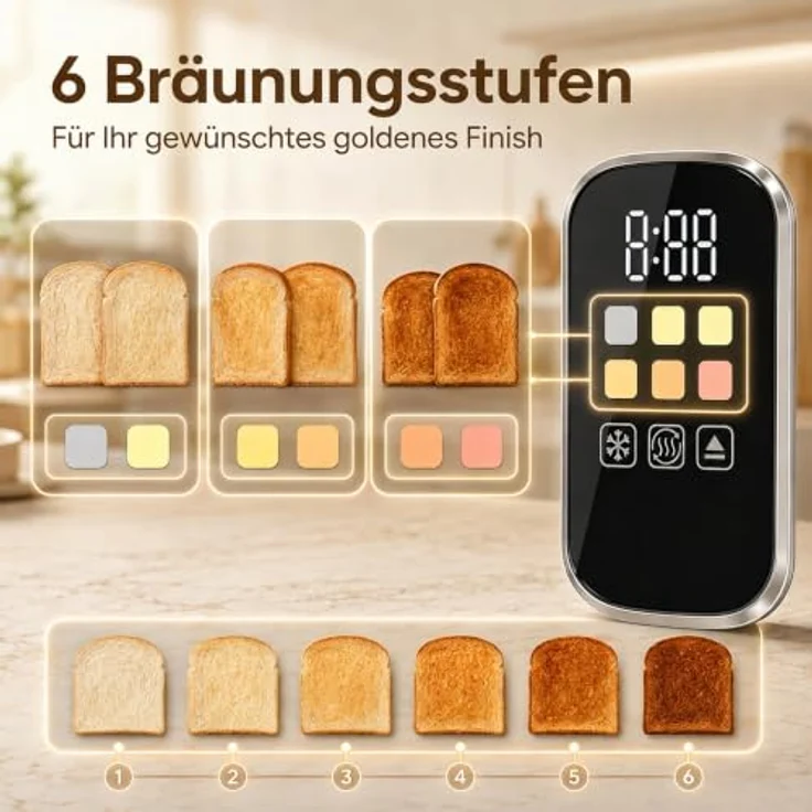 HOMCOM Wasserkocher Toaster Set, 2200 W Wasserkocher (1,5 L) und 2-Scheiben Toaster in Silber, mit LED-Touch und Warmhaltefunktion – Bild 5