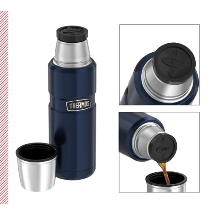 Thermos Stainless Beverage Bottle 0,47l, Midnight Blue, Thermosflasche Edelstahl 470ml, Isolierflasche mit Trinkbecher, 12 h heiß / 24 h kalt, spülmaschinenfest, absolut dicht, BPA-frei – Bild 2