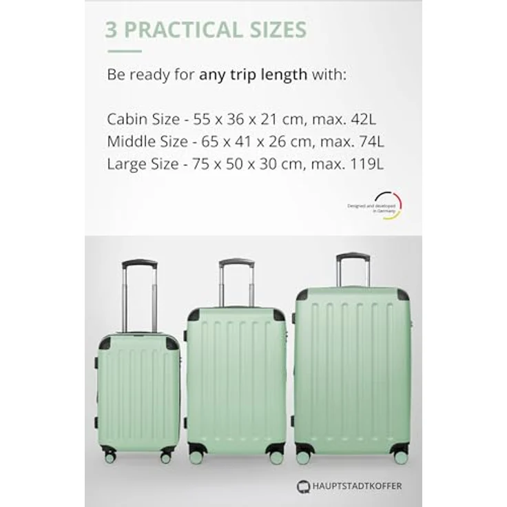 Hauptstadtkoffer Spree Mittelgroßer Koffer Hartschale Trolley, 65 cm, TSA, 74 Liter, mint – Bild 9