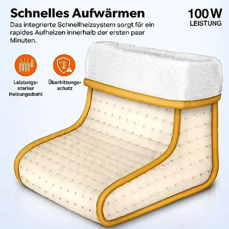 sinnlein Fußwärmer mit 6 Temperaturstufen & Timer, elektrische Fußheizung mit Überhitzungsschutz & Abschaltautomatik, Beige – Bild 2