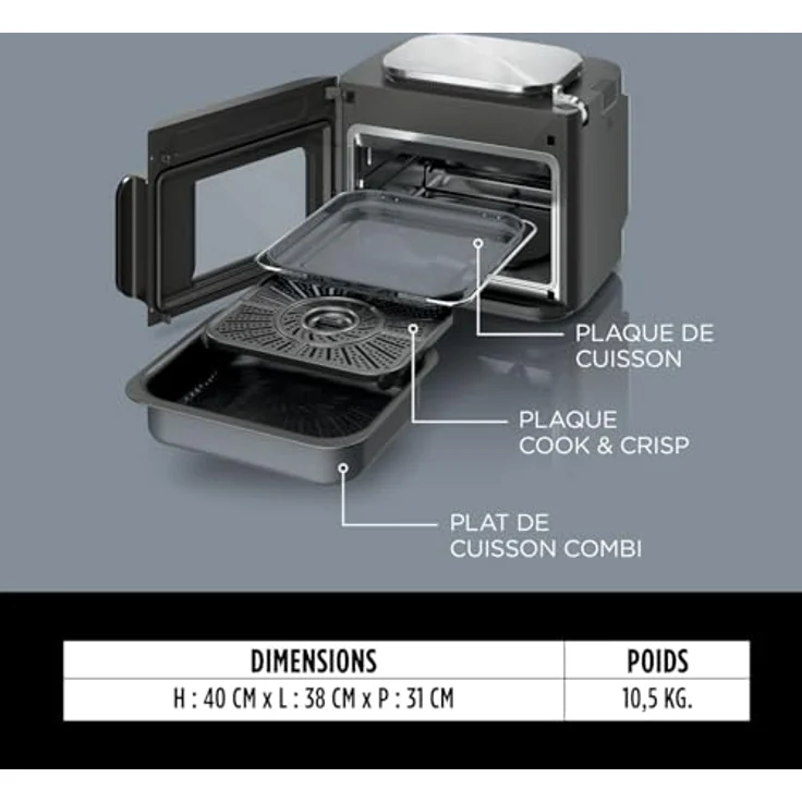 Ninja Combi 12-in-1 Multikocher, Ofen & Heißluftfritteuse, 12 Kochfunktionen, Air Fryer & Grillen Zubereitung in 15 Min*, mit Backblech, Pfanne, Crisper Gittereinsatz, Rezeptanleitung, Grau, SFP700EU. – Bild 2