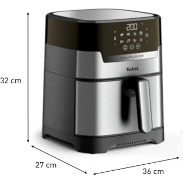Tefal Easy Fry & Grill DELUXE EY505D Heißluftfritteuse, 4,2 L, 80- 200 °C, 6 Personen, Timer 60 min, edelstahl, schwarz – Bild 5