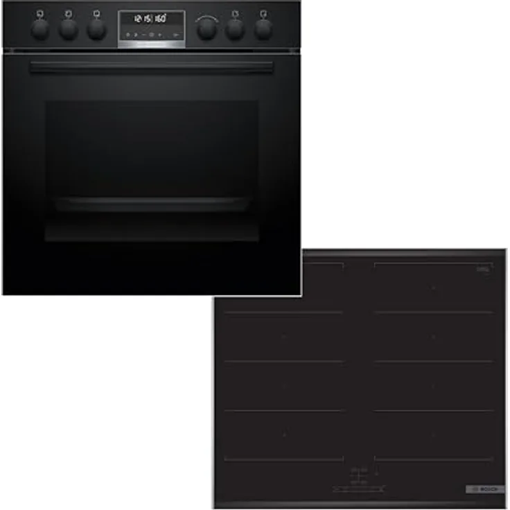 Bosch Einbauherd-Set HND679LS67, Serie 6 Einbau-Herd 60 cm mit Pyrolyse-Selbstreinigung und 3D-Heißluft, Serie 4 Induktionskochfeld 60 cm mit Flex Induction, herdgestützt