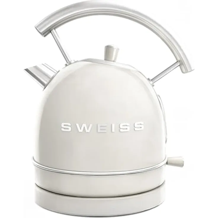 SWEISS Elektrischer Wasserkocher KTL8 Vintage, 1,5 l Edelstahl, 2200 W, 360° Sockel, beige