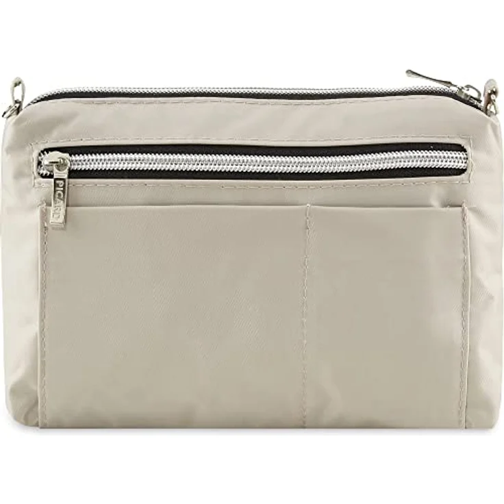 Picard Switchbag, Handtasche aus glänzendem Nylon, Beige mit Karabinerhaken und Schultergurt – Bild 3