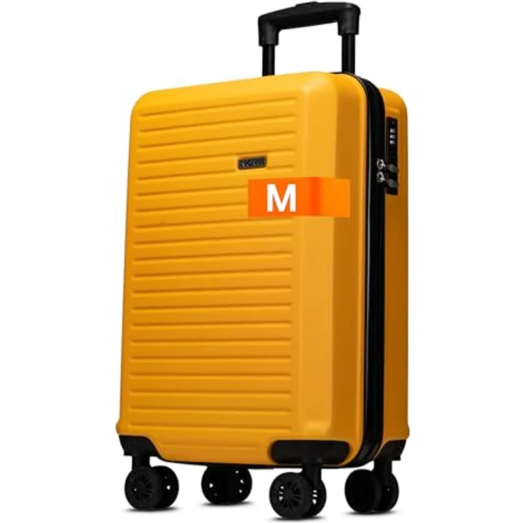 NOWI Handgepäck Koffer M 38L – Hartschalen-Trolley mit Zahlenschloss und 4 Doppelrollen, gelb – Bild 1