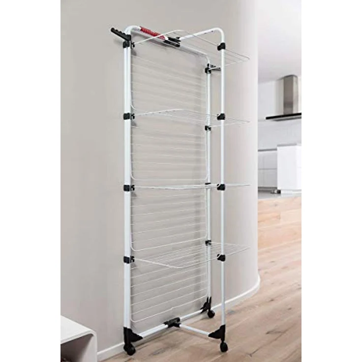 Vileda Mixer 4 Wäscheständer, 40 m Leinenlänge, 4 Ebenen für 4 Waschladungen, Flex-Gelenk, rollbar, Stahl – Bild 5