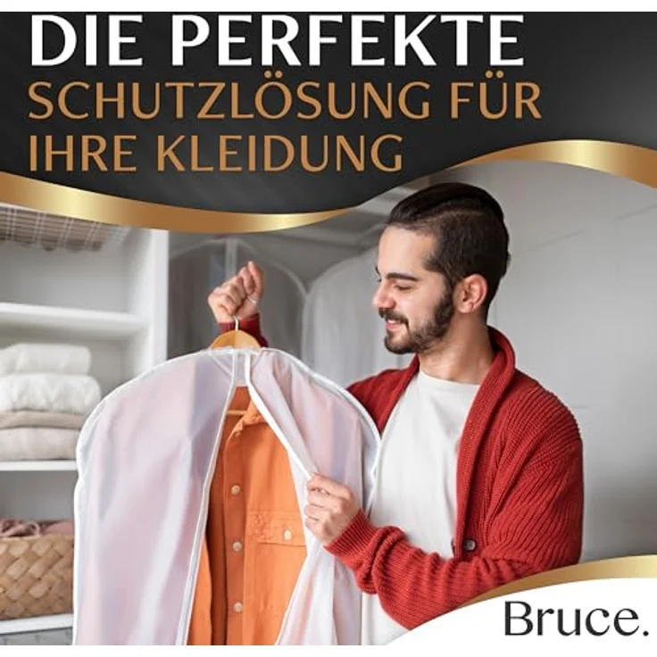 Bruce.® 6x Kleidersack Transparent, Mottensicherer Kleiderschutz in 3x100 & 3x120 cm – Wasserabweisend und Atmungsaktiv aus PEVA – Bild 2