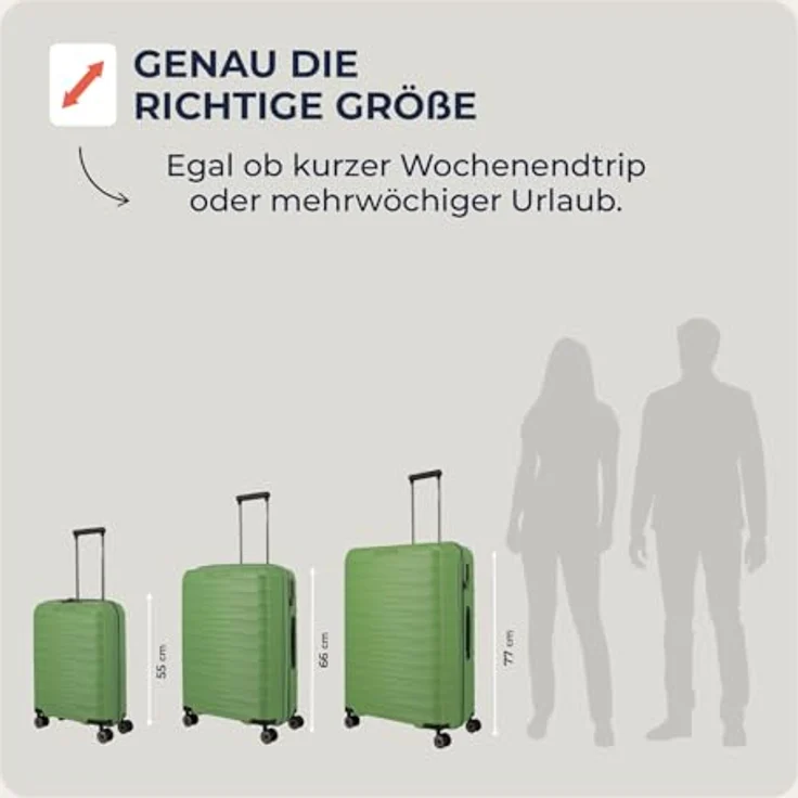Travelite Koffer Set 3-teilig, MOOBY S/M/L, kratzfeste Hartschale aus recyceltem Material, 55/66/77 cm, 4 Doppelrollen, TSA-Schlösser – Reisekoffer, Trolley, Handgepäck – Bild 3