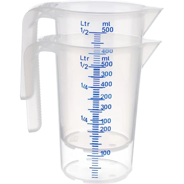 Messbecher -STACKABLE- Ø 9 cm, H: 14 cm, 0,5 Liter Polypropylen mit offenem Griff geprägte Maßskalierung außen Liter- - Milliliter-Einteilung – Bild 3