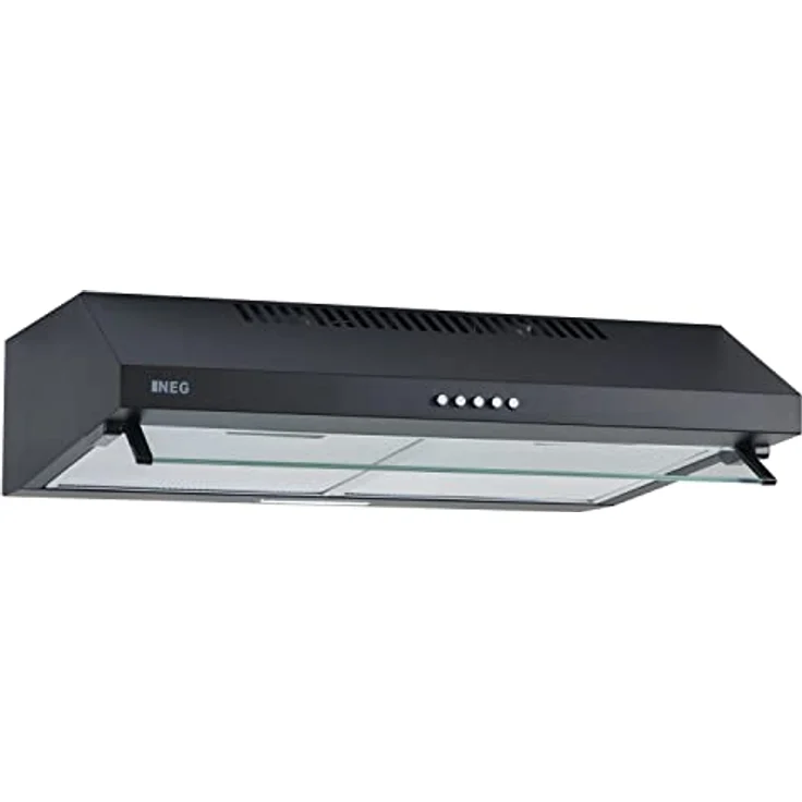 NEG Dunstabzugshaube NEG15-ATB (schwarz) Edelstahl-Unterbau-Haube (Abluft/Umluft) und LED-Beleuchtung (60cm) Unterschrank- oder Wandanschluss – Bild 1
