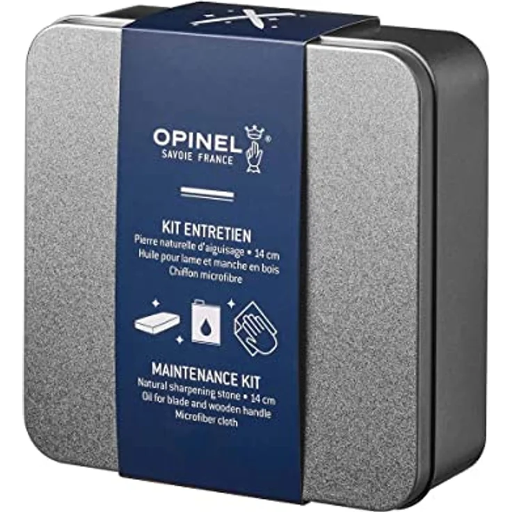 Opinel Pflegeset für Ihre Opinel Messer, enthält einen Schleifstein, Körnung 1000, ein pflanzliches Pflegeöl 150 ml und ein Microfaser-Tuch, 254640 – Bild 1
