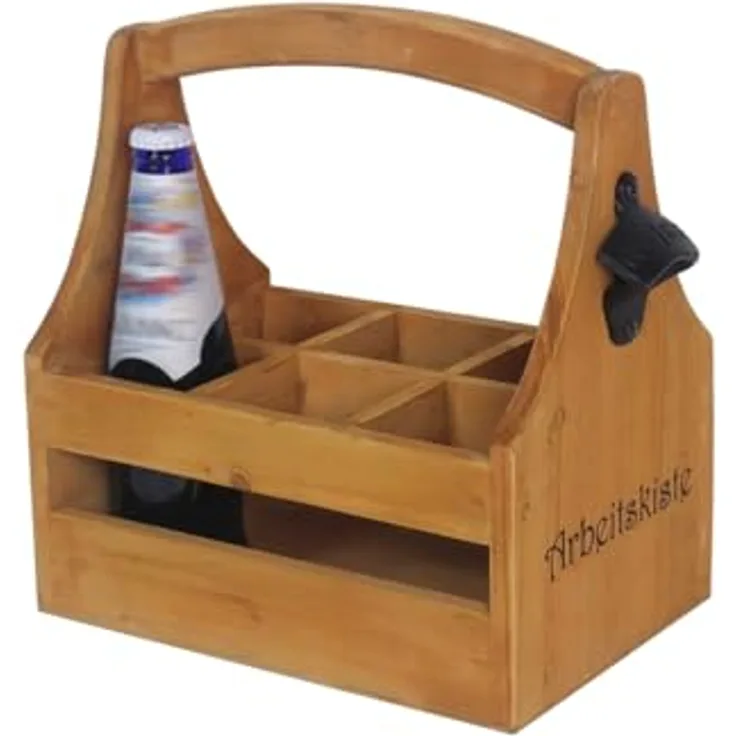 Flaschenträger Biercaddy für 6 Flaschen mit Flaschenöffner HTI-Line
