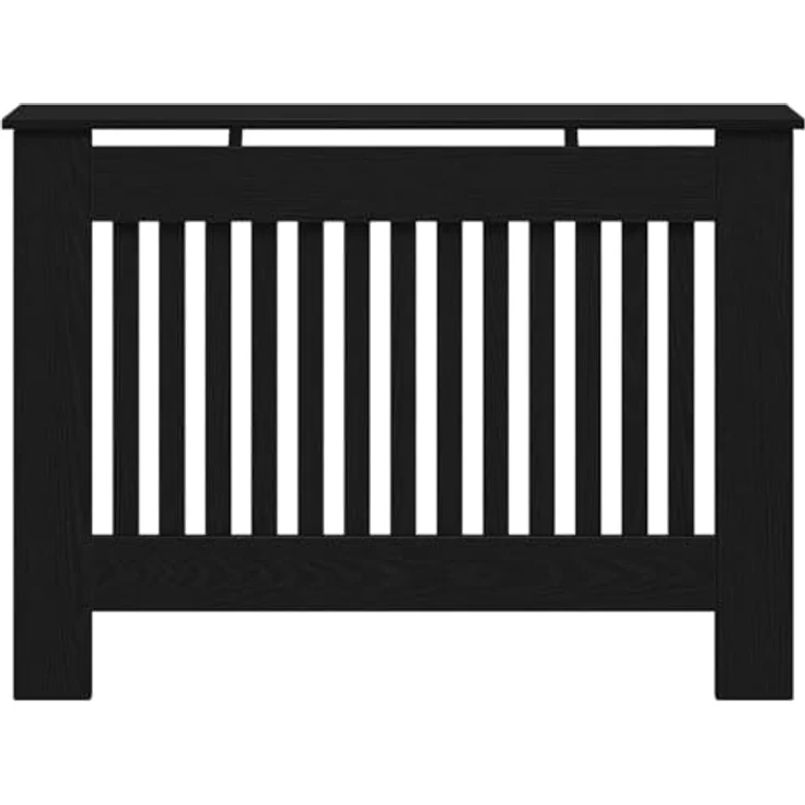 vidaXL Heizkörperabdeckung Schwarz Eichen-Optik, Rechteckiger Heizkörper-Schutz, Holzdeko, kindersicher, 112 x 19 x 81,5 cm – Bild 4