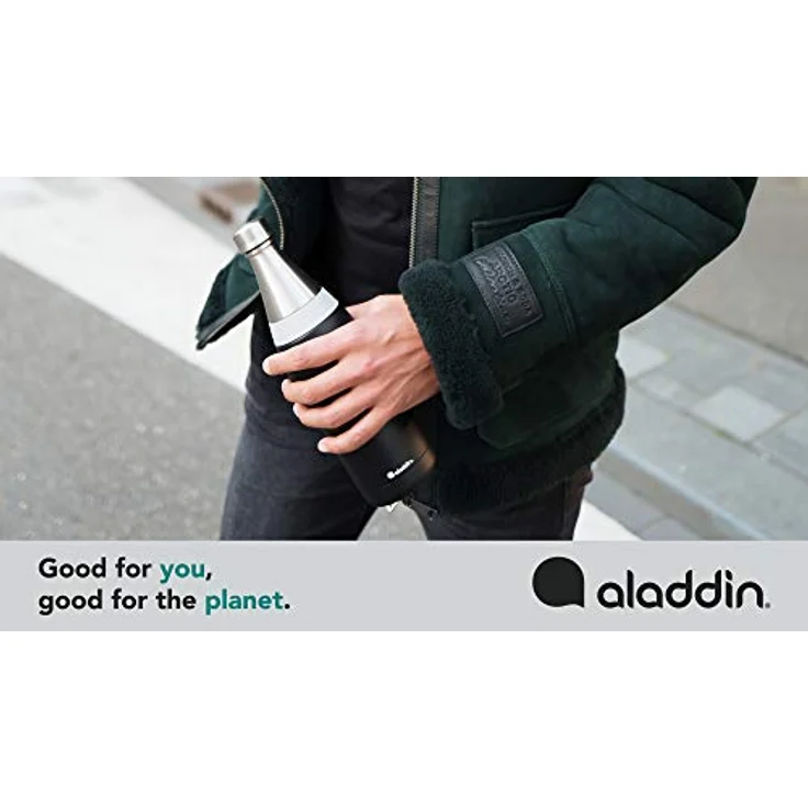 Aladdin Fresco Thermavac Trinkflasche Edelstahl 0.6L Lava Black – Thermosflasche Auslaufsicher - Hält 10+ Stunden Kalt - Wasserflasche BPA-Frei - Thermoskanne Spülmaschinenfest – Bild 5