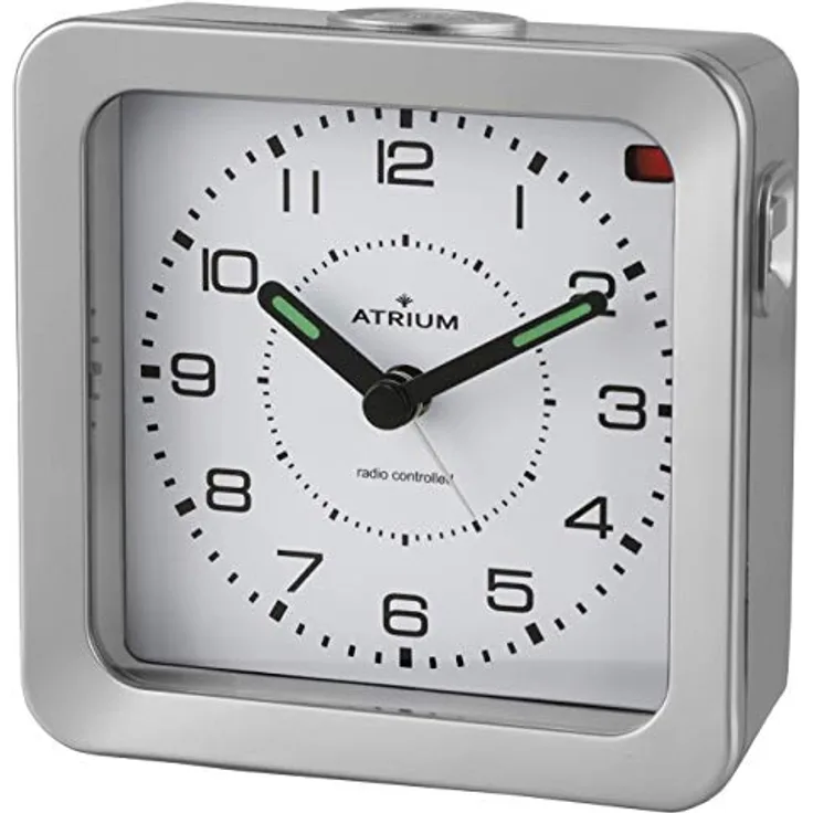 Atrium A660-19 Funkwecker Analog Quarz, lautlos ohne Ticken, mit Licht und Snooze, Silber