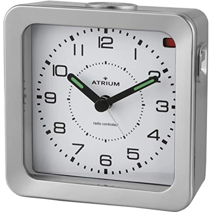 Atrium A660-19 Funkwecker Analog Quarz, lautlos ohne Ticken, mit Licht und Snooze, Silber – Bild 1