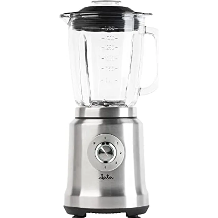 Jata JEBT1241 Standmixer mit 6 Klingen aus Edelstahl, 4 Geschwindigkeitsstufen + Pulse, 1.200 W, 1,75 Liter, Eiszerkleinerung - Edelstahlkörper