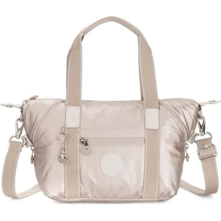 Kipling Basic Plus Art Mini Schultertasche, Damenhandtasche aus strapazierfähigem Material mit verstellbarem Schultergurt, 27 cm, Beige – Bild 1