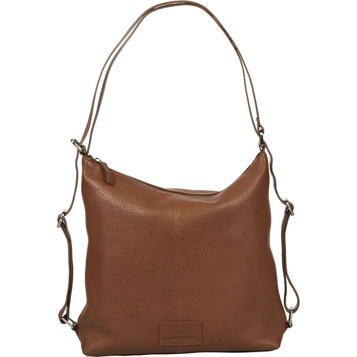 Burkely Soft Skylar Backpack Hobo, Damen Handtasche aus hochwertigem Rindsleder, braun, vielseitig tragbar als Schultertasche oder Rucksack