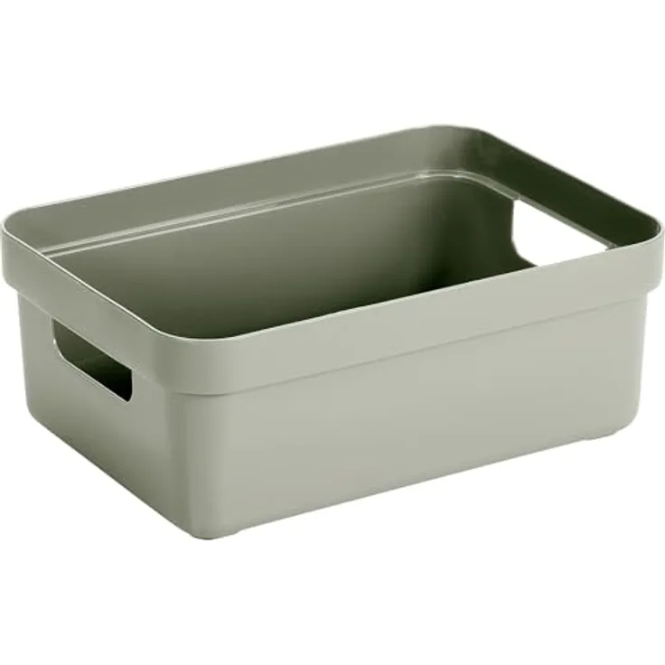 SUNWARE perfectly organised Sigma Home Aufbewahrungsbox, 9 l, Grün, stapelbar, aus recyceltem Material mit Griffen