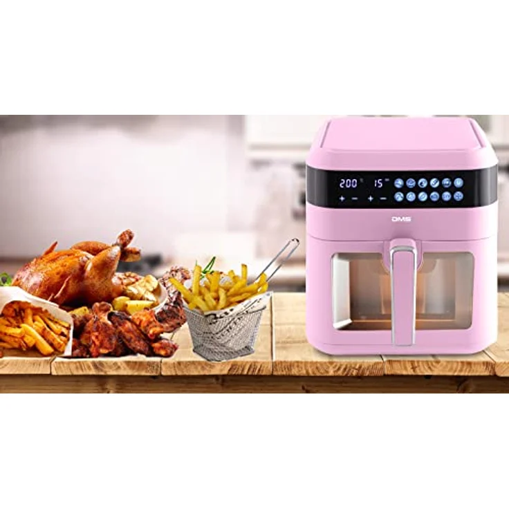 DMS XXXL 7 Liter Heißluftfritteuse | fettfrei und ohne Öl | inklusive 10 Programmen und digitalem Touch Display | Timer | HFG-7 (Rosa) – Bild 4