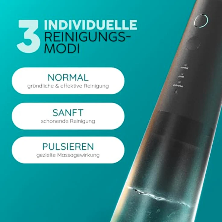 happybrush Eco Flow Munddusche Set, Kabelloser Water Flosser mit 3 Wochen Power Akku, 360° rotierbaren Düsen, effektive Zahnzwischenraumreinigung, Black/Mint – Bild 5