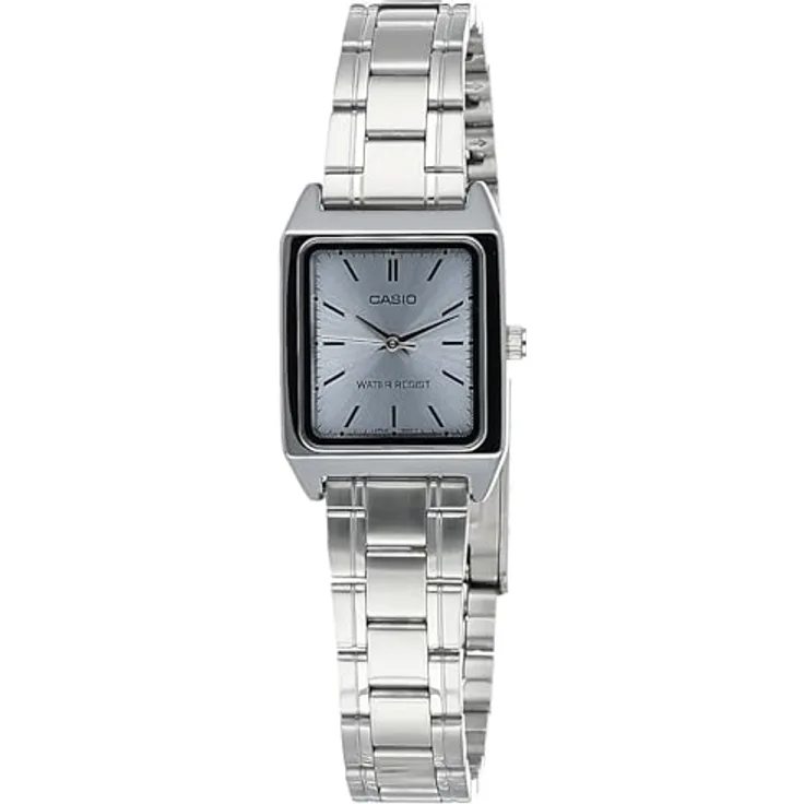 CASIO Damen Analog Quarz Uhr mit Edelstahl Armband LTP-V007D-2, Präzises japanisches Quarzuhrwerk, Wasserdicht 30m