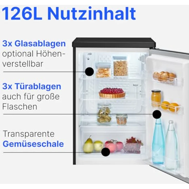 Bomann® Kühlschrank VS 7258, ohne Gefrierfach, 126L, 85cm, leise, dark inox – Bild 5