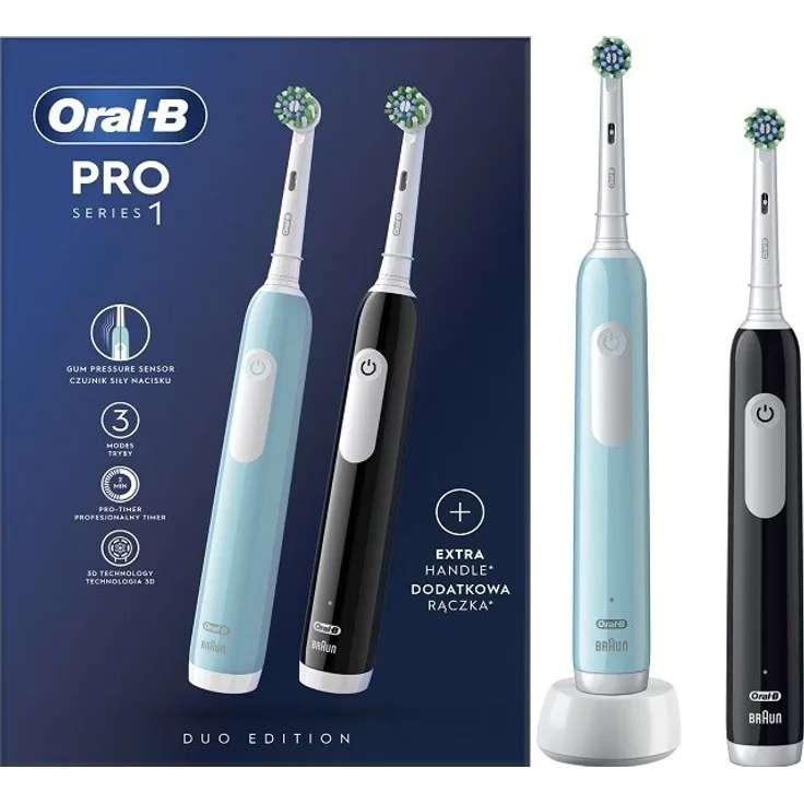 Braun Oral-B Pro Series 1 Duo Elektrische Zahnbürste 2 Einheiten One Size, 3D-Reinigungsbewegung, Drucksensor, Timer