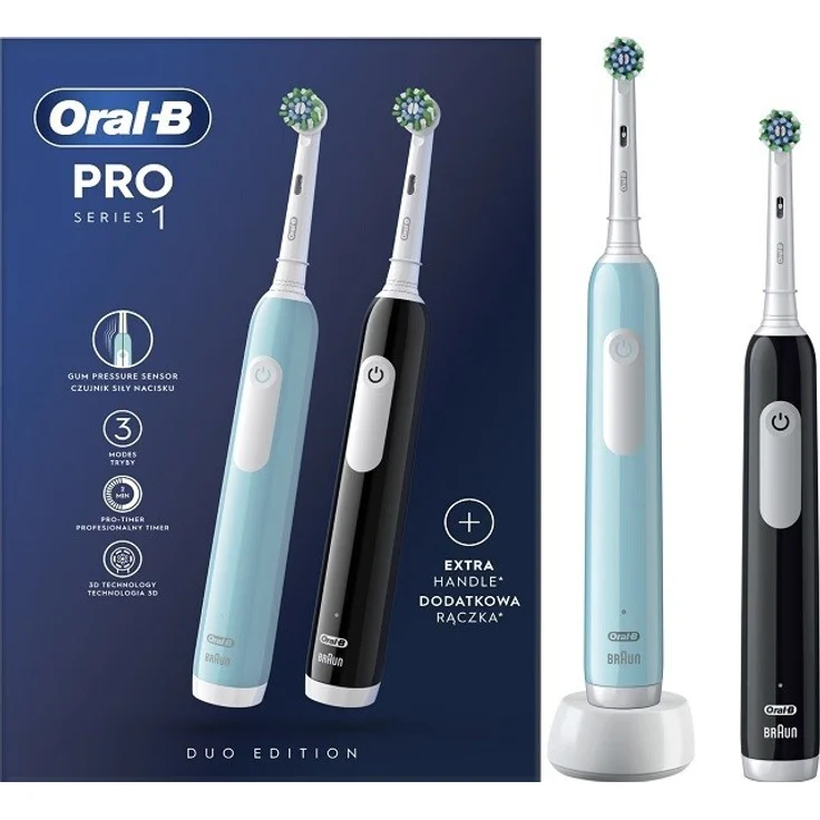 Braun Oral-B Pro Series 1 Duo Elektrische Zahnbürste 2 Einheiten One Size, 3D-Reinigungsbewegung, Drucksensor, Timer – Bild 1