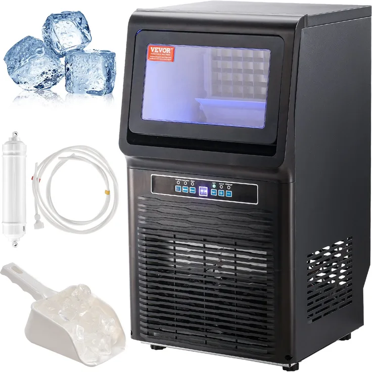 VEVOR Eiswürfelmaschine VEVOR Gewerblicher Eiswürfelbereiter Leichter Eiswürfelbereiter, 34 kg/Tag, 12 lbs Speicherkapazität, Edelstahl