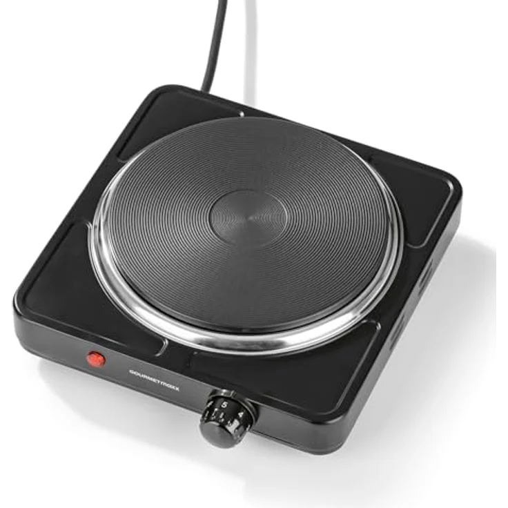 GOURMETmaxx Elektrische Kompakt-Herdplatte | 1500W, Stufenlose Temperaturregulierung, Integrierter Thermostat, Kontrollleuchte | Ideal für Camping, Büro & kleine Küchen | Für Töpfe bis 18,5 cm – Bild 1
