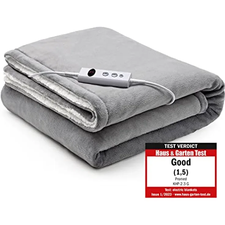 Promed Heizdecke mit Abschaltautomatik, XXL Wärmedecke ca. 180 x 130 cm, Kuschelheizdecke KHP-2.3G mit 10 Heizstufen & Timer, Heizdecke elektrisch & weich