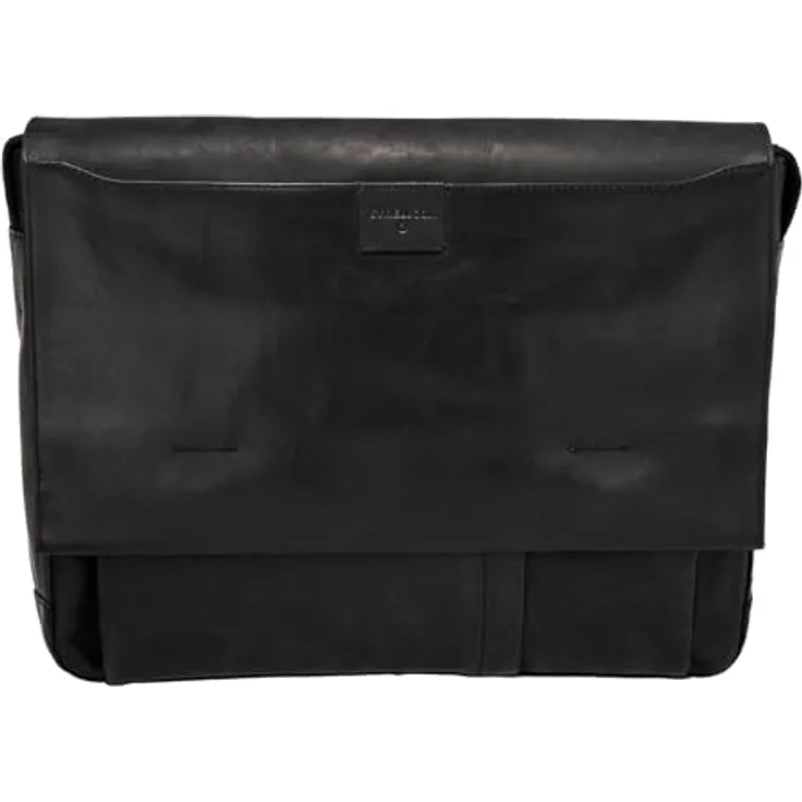 Strellson - brick lane jeremy messenger lhf Schwarz, Umhängetasche aus hochwertigem Rindleder mit Laptopfach