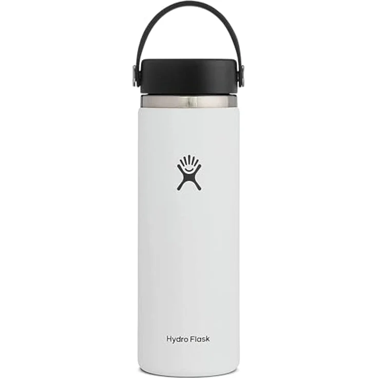 Hydro Flask Trinkflasche, Edelstahl und vakuumisoliert, große Öffnung mit auslaufsicherer Flex Cap, White, 591ml (20 oz) – Bild 2