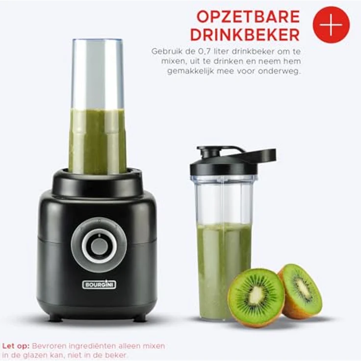 Bourgini 21.3002.00.00, Standmixer mit 1000 Watt Leistung, herausnehmbarem Behälter, transparent schwarz – Bild 3