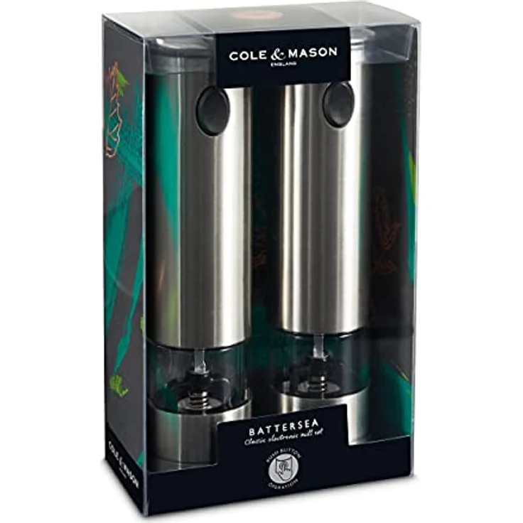 Cole & Mason Battersea 2 bateriebetriebene Elektronische Mühle Geschenkset, Edelstahl, Stainless Steel, 21 cm, 2 – Bild 2