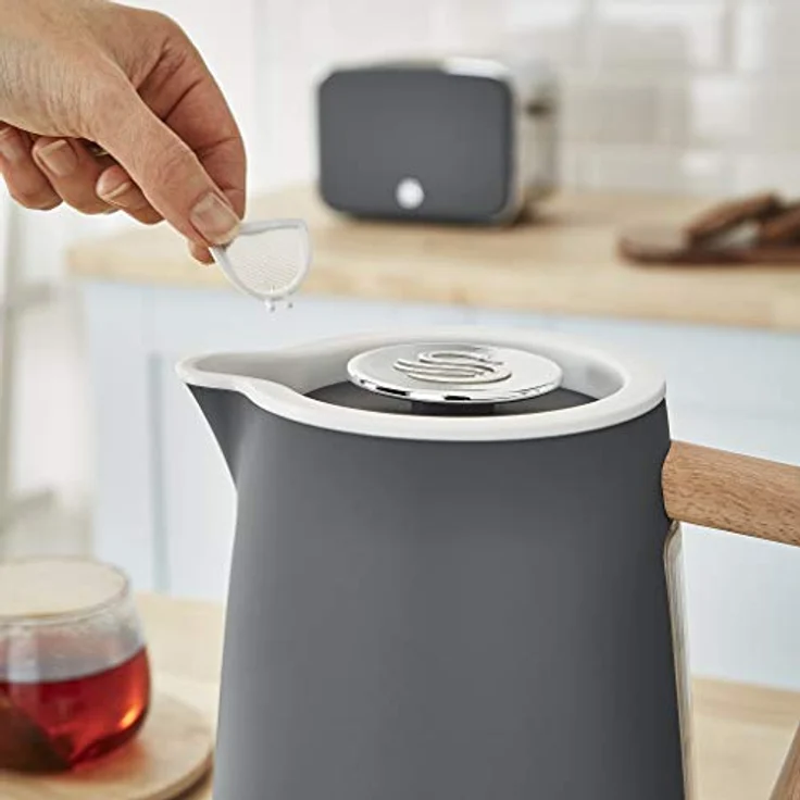 Swan Nordic Frühstücksset, Wasserkocher, 1,7 l, 2200 W, Breitschlitz-Toaster, 2 Scheiben, digitale Mikrowelle 20 l, modernes Design, Holzoptik, grau – Bild 5