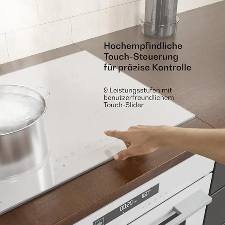 Klarstein Velaire XFC604I-W8-ELS, Induktions-Kochfeld mit 4 Kochzonen, 6400 W, Touch Timer, schwarz – Bild 5