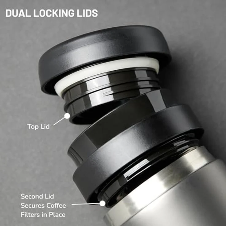 ESPRO Reise-French Press Travel Press, Mini Coffee Maker mit Thermo-Funktion, Edelstahl, Kaffee, to go, 350ml, edelstahl – Bild 4