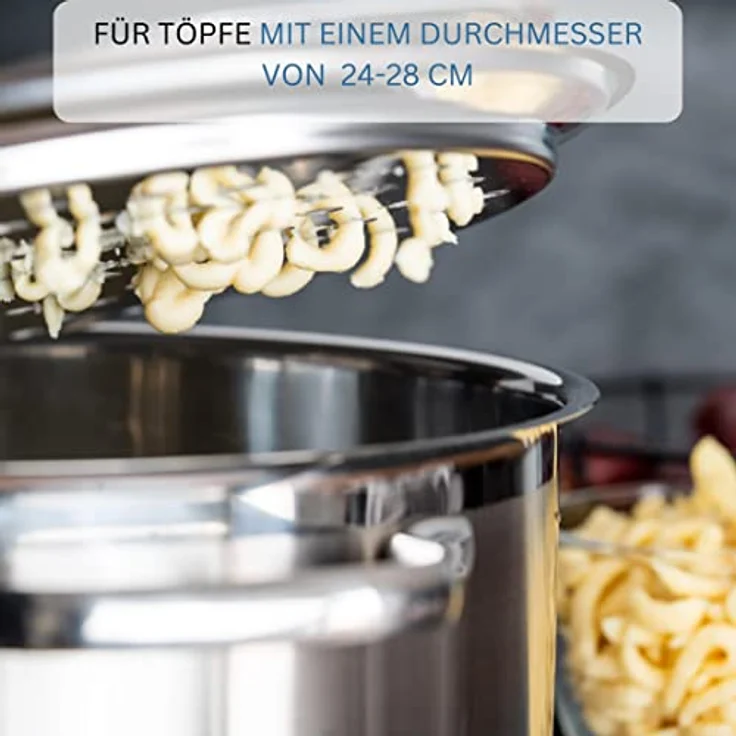 Westmark Spätzle--Topfaufsatz mit Teigschaber, Für Topfdurchmesser von 24 - 28 cm, Rostfreier Edelstahl-Kunststoff, Silber, 61112240 – Bild 3
