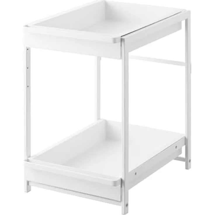 Yamazaki TOWER 2-stöckiges Spülschrank-Regal mit höhenverstellbaren Schiebeböden, Küchen Organizer, Weiss